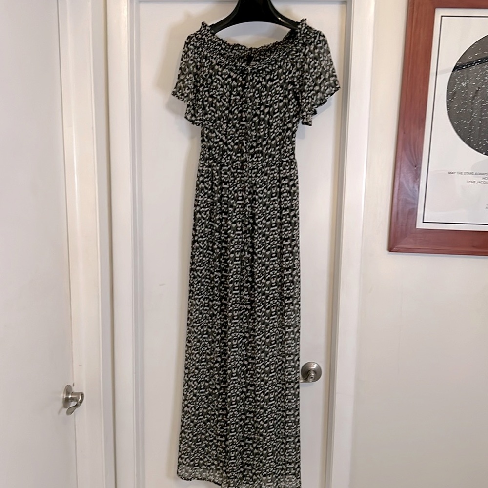 AS YOU WISH OLIVE ANIMAL PRINT MAXI DRESS SMALL